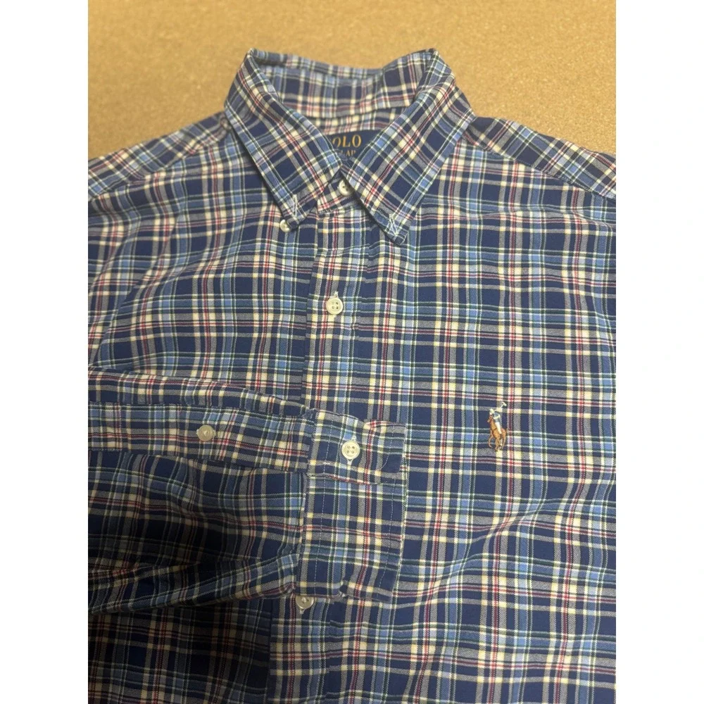 Polo Ralph Lauren Mens Classic Fit Plaid Button Down‎ Shirt Blue Size M $89